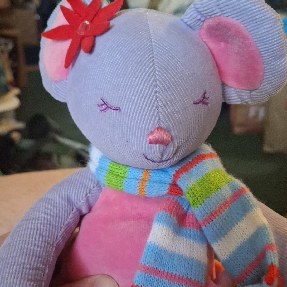 Bath & Body Works Lavender and Pink Mouse Plush with Striped Scarf Noelle
